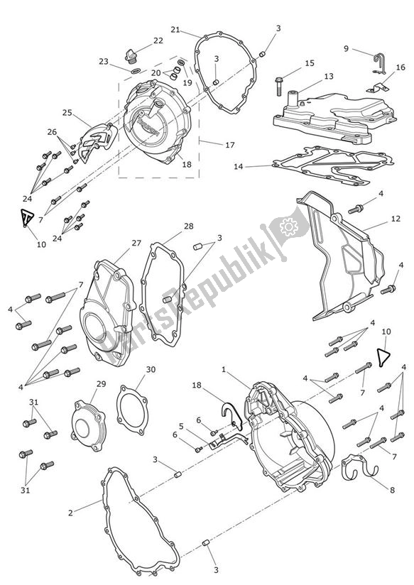 Toutes les pièces pour le Couvert De Moteur du Triumph Tiger XRX UP TO VIN 855531 1215 2015 - 2017