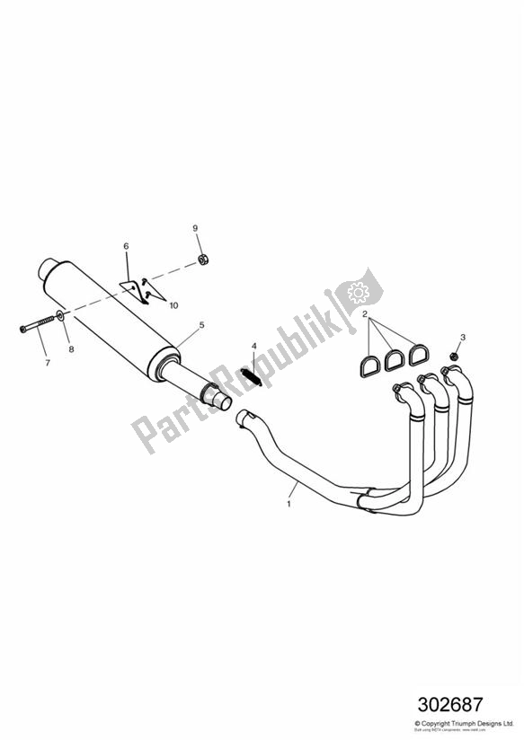 All parts for the Exhaust 955ccm of the Triumph Speed Triple 885/ 955 UP TO VIN 141871 1994 - 2001