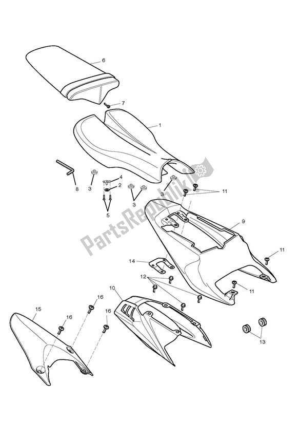 Toutes les pièces pour le Fairing Rear Seat du Triumph Daytona 675 UP TO VIN 381274 2006 - 2012