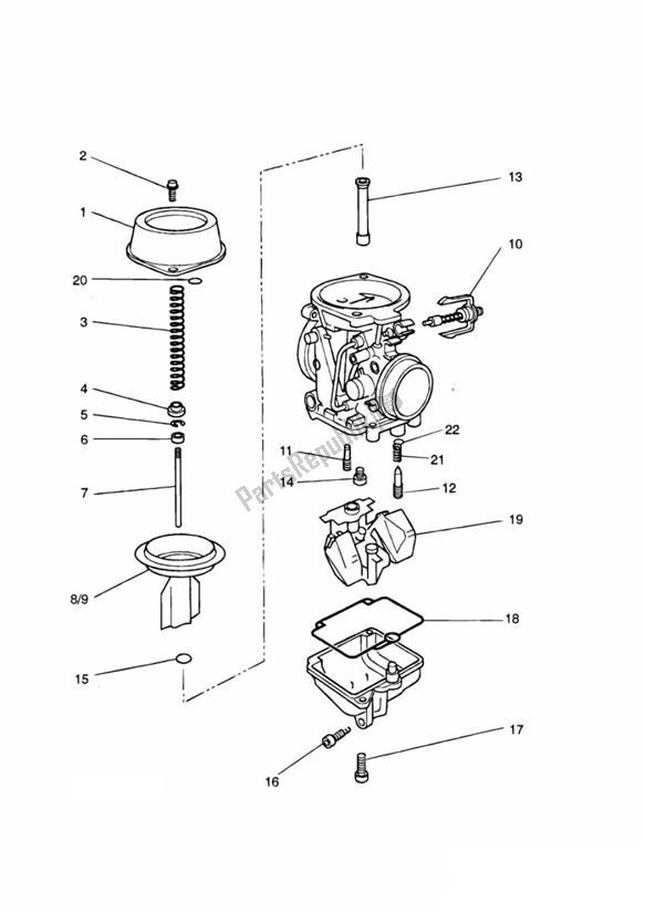 All parts for the Carburator Parts Mikuni Up To Vin 030656 of the Triumph Thunderbird 900 885 1995 - 2004