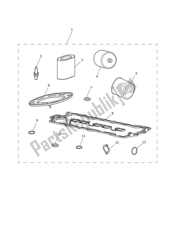 All parts for the Servicekit of the Triumph Rocket III Touring 2294 2008 - 2017