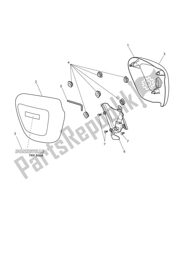 Toutes les pièces pour le Fairing Laterally du Triumph Bonneville T 100 Black From 2016 900 2017 - 2021