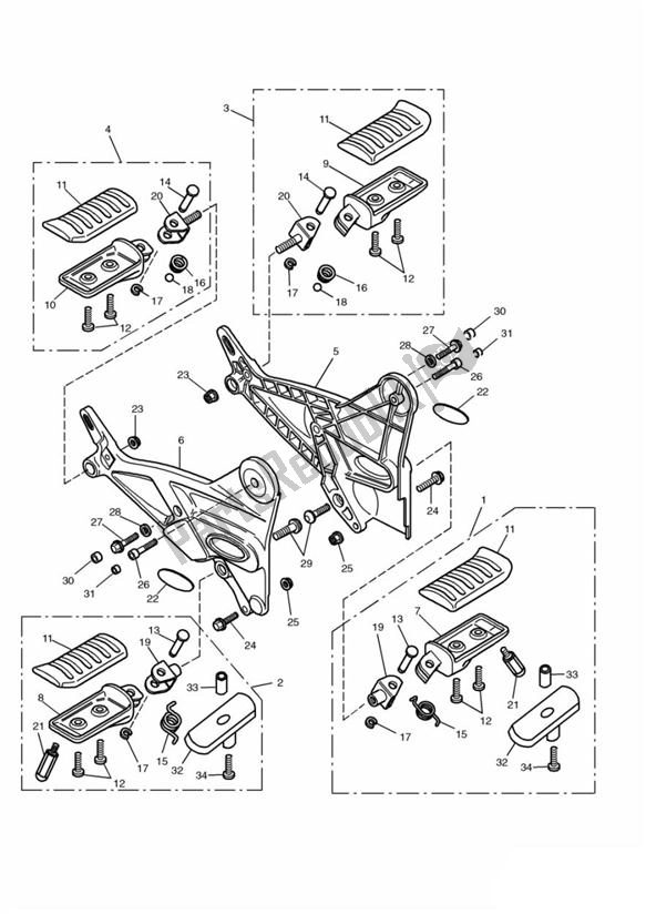 Toutes les pièces pour le Footrests Executive du Triumph Sprint 900 Carburator 885 1991 - 1998