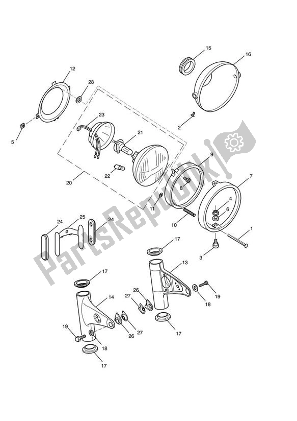 Toutes les pièces pour le Phare du Triumph Bonneville T 100 EFI & Black 900 2017 - 2021