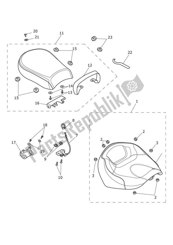 All parts for the Seats of the Triumph Thunderbird Commander 1699 2014 - 2016