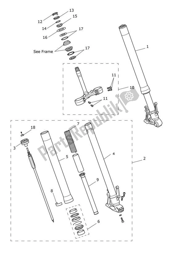 All parts for the Front Suspension of the Triumph Tiger 900 GT UP TO BP 6440 888 2020 - 2021
