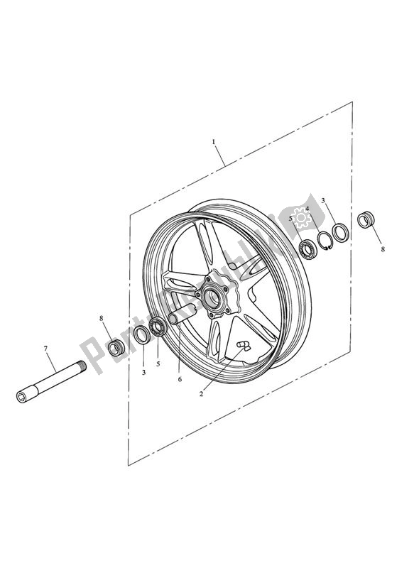 Todas as partes de Roda Da Frente do Triumph Speed Triple 1050 UP TO VIN 333178 2005 - 2010