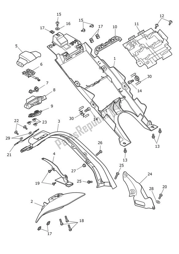 All parts for the Mudguard Rear of the Triumph Trident 660 2020 - 2024