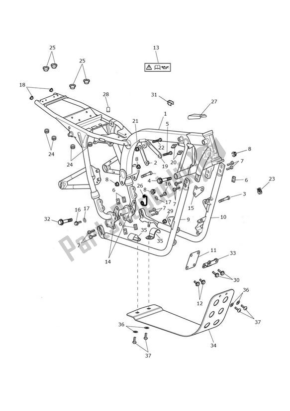 All parts for the Main Frame Assembly From Vin 606027 of the Triumph Scrambler EFI UP TO 2015 865 2008 - 2016