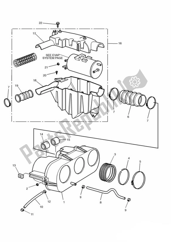 Todas las partes para Airbox (airfilter) de Triumph Thunderbird 900 885 1995 - 2004