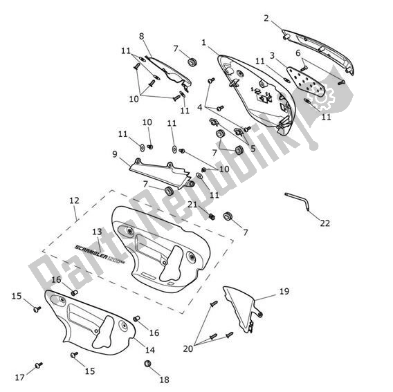All parts for the Fairing Side of the Triumph Scrambler 1200 XE UP TO AC 8498 2019 - 2021