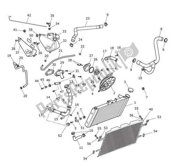 Todas as partes de Sistema De Refrigeração do Triumph Tiger XCA From VIN 855532 1215 2018 - 2021