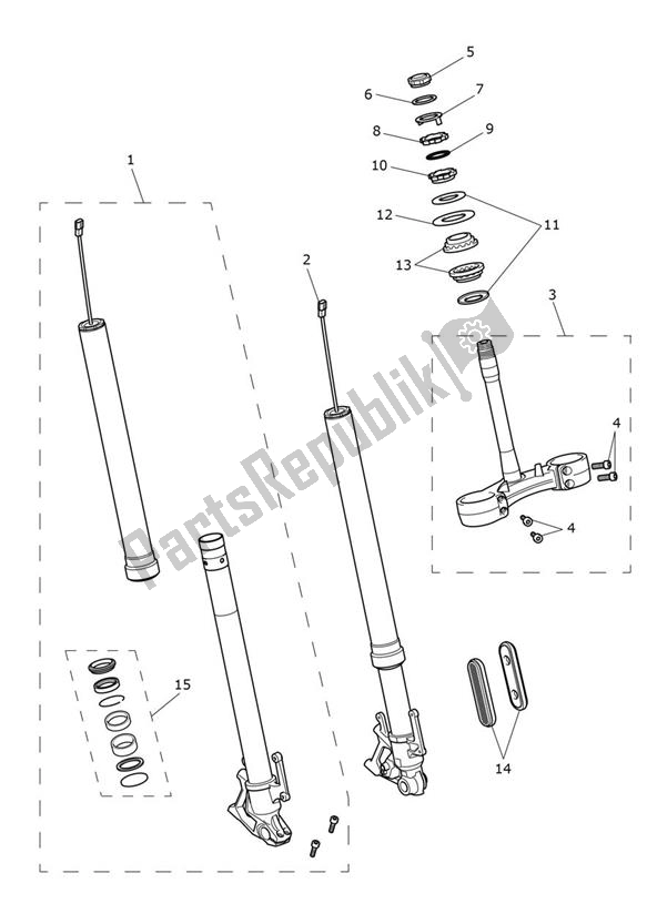 Todas as partes de Suspensão Dianteira do Triumph Tiger 1200 GT PRO 1215 2022 - 2024