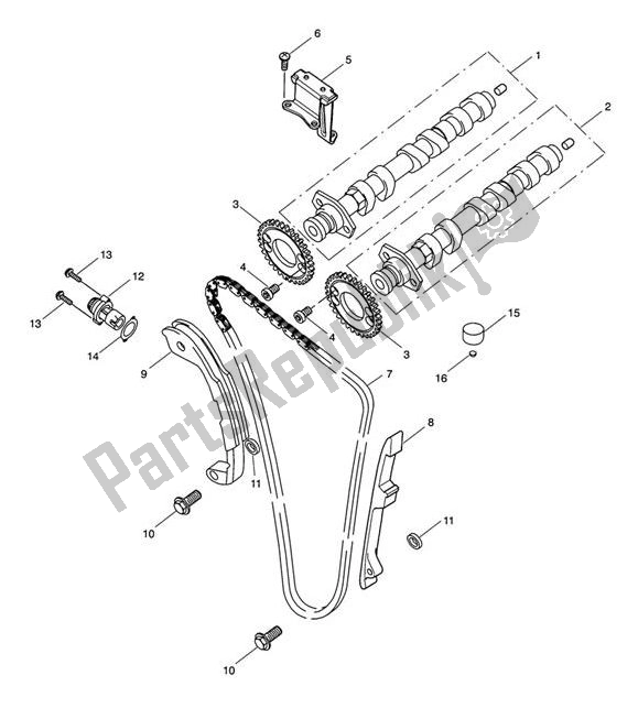 Todas as partes de Camshafts Timing Chain do Triumph Tiger Sport From VIN 750470 1050 2021 - 2024