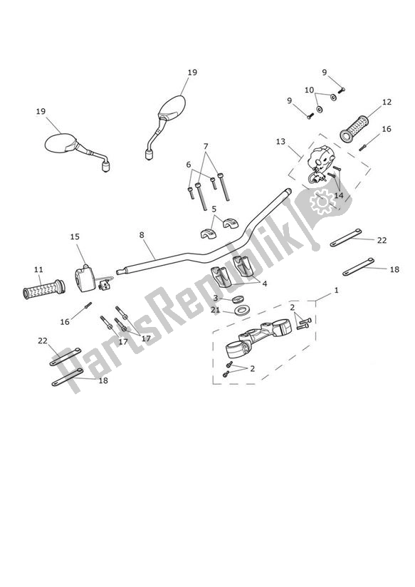 Toutes les pièces pour le Handlebar Switch du Triumph Tiger XCX UP TO VIN 855531 1215 2015 - 2017