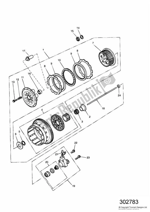 All parts for the Clutch of the Triumph Speed Triple Carburator 885 1994 - 1997
