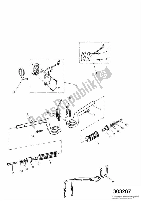 Tutte le parti per il Handlebar Switch del Triumph Sprint RS 955 From VIN 139277 2002 - 2004