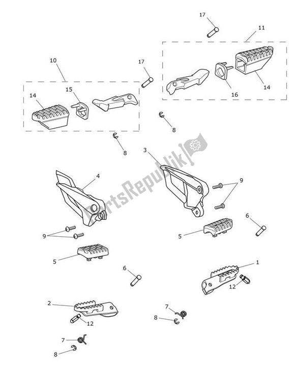 Tutte le parti per il Poggiapiedi del Triumph Tiger XRX From VIN 855532 1215 2018 - 2021