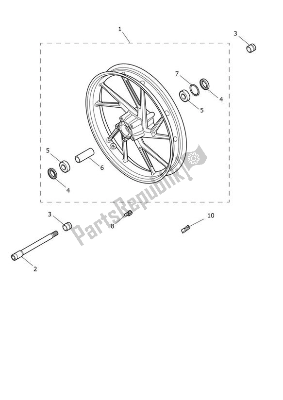 All parts for the Front Wheel of the Triumph Tiger 900 GT UP TO BP 6440 888 2020 - 2021