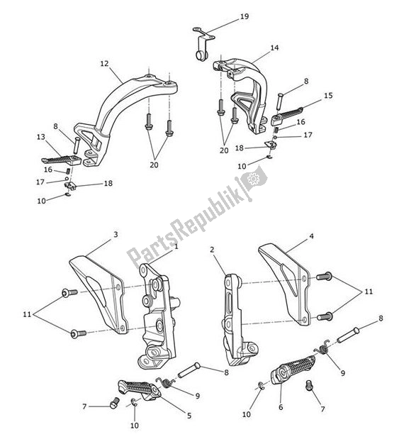 Todas las partes para Reposapiés de Triumph Speed Triple S From VIN 867685 1050 2018 - 2021