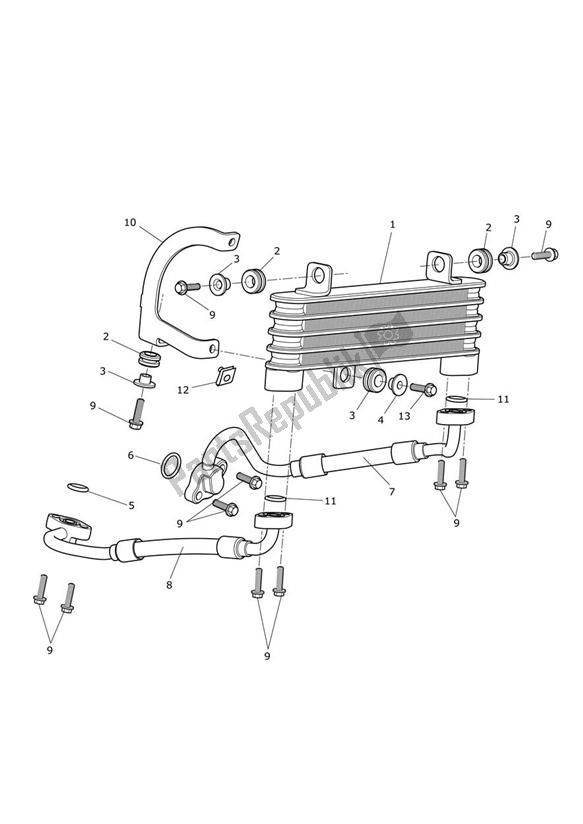 All parts for the Oil Cooling of the Triumph Speed Triple R UP TO VIN 735436 1050 2012 - 2016