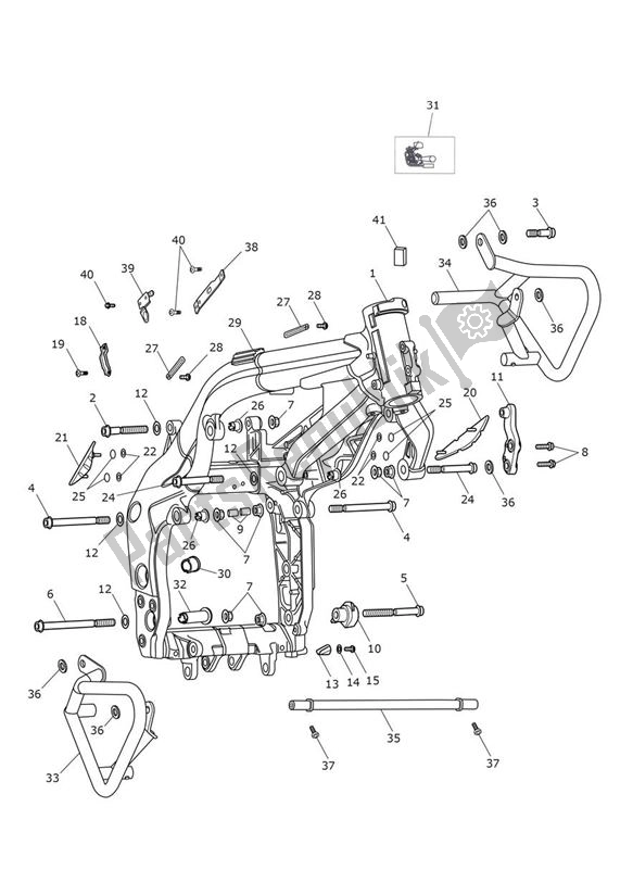 All parts for the Main Frame Assembly With Bars of the Triumph Tiger Sport UP TO VIN 750469 1050 2013 - 2021