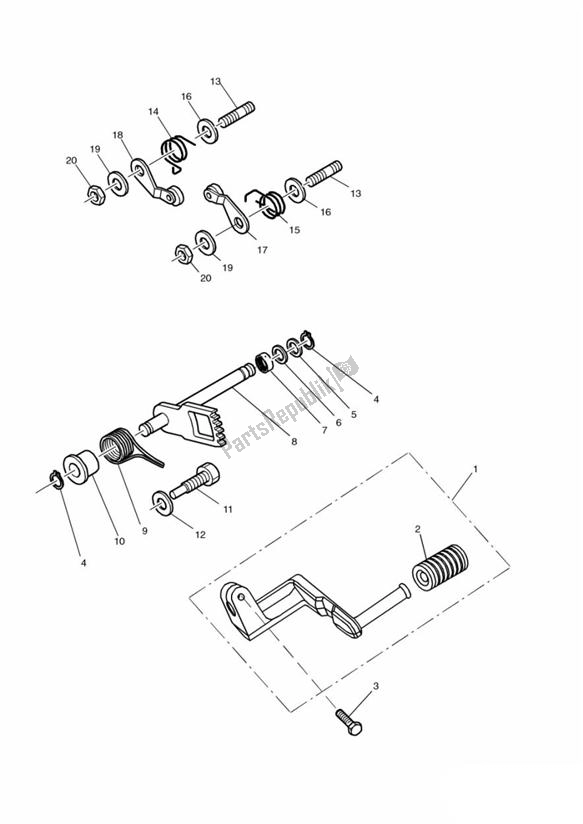 Toutes les pièces pour le Gear Selection Shaft From Vin087316 du Triumph Daytona T 595 / 955I 1997 - 2001