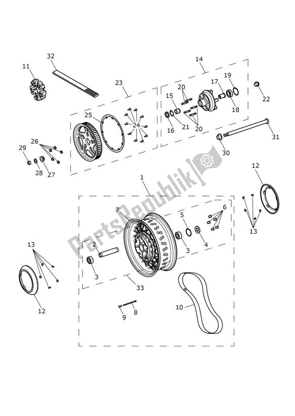 Toutes les pièces pour le Roue Arrière du Triumph Thunderbird LT 1699 2014 - 2018