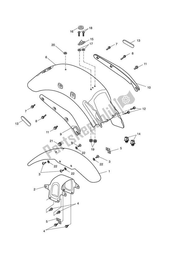 All parts for the Mudguard of the Triumph Speedmaster EFI UP TO VIN 469049 865 2007 - 2011
