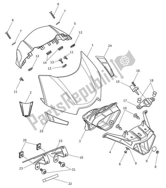 All parts for the Flyscreen of the Triumph Speed Triple RS From VIN 867601 1050 2018 - 2020