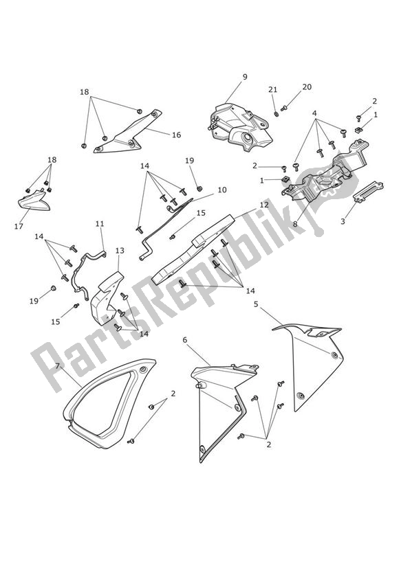 Todas as partes de Fairing Inner do Triumph Trophy 1215 SE 2013 - 2017