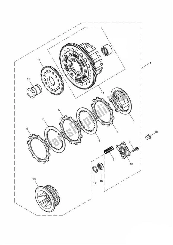 All parts for the Clutch Up To Engine282863-f2 & 273654-f4 & T100 Up To Engine211132 of the Triumph Bonneville & T 100 Carburator 865 2001 - 2015