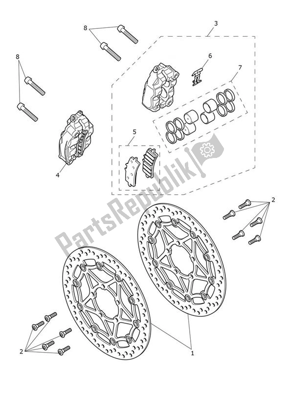 All parts for the Break Front of the Triumph Tiger 900 Rally PRO UP TO BP 4995 888 2020 - 2021