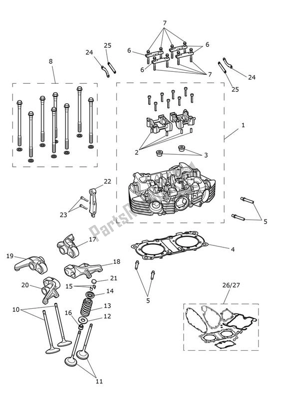 Alle onderdelen voor de Cilinderkop van de Triumph Thruxton RS 1200 2020 - 2024