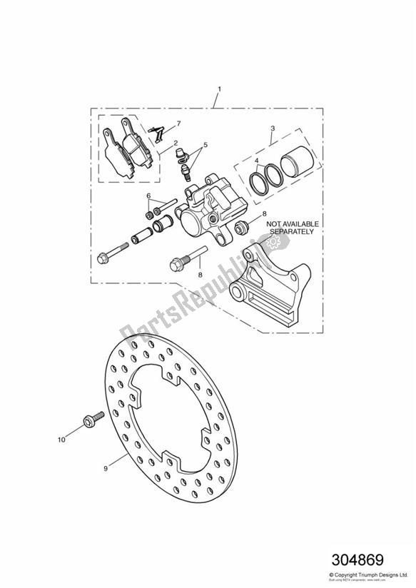 All parts for the Break Rear of the Triumph TT 600 599 2000 - 2003