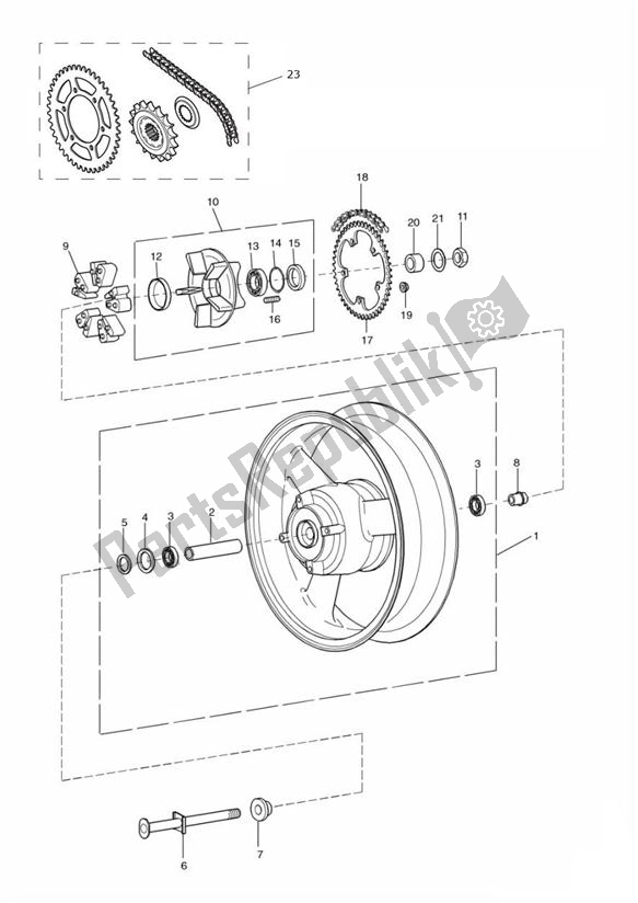 Tutte le parti per il Rear Wheel Doppelschwinge del Triumph Sprint RS 955 From VIN 139277 2002 - 2004