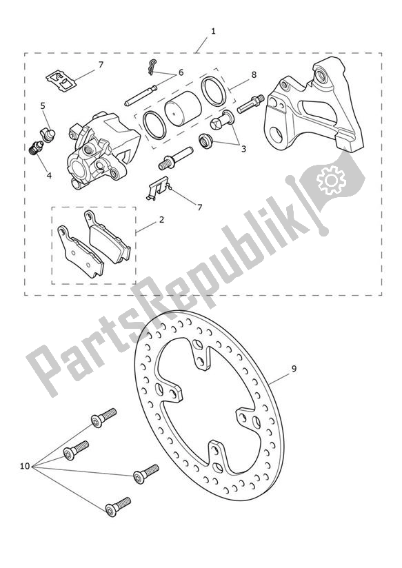 All parts for the Break Rear of the Triumph Tiger 900 Rally PRO UP TO BP 4995 888 2020 - 2021