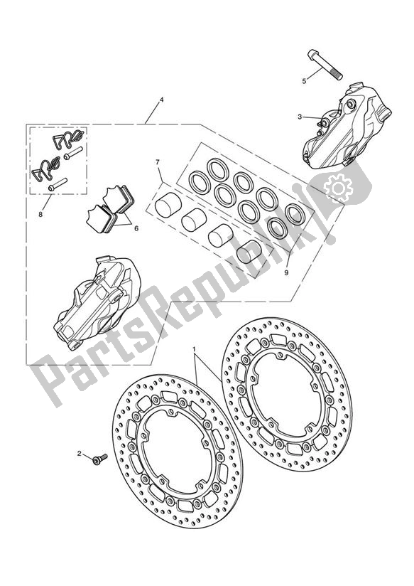 Todas as partes de Breakdiscs Front do Triumph Speed Triple 1050 From VIN 461332 2005 - 2010