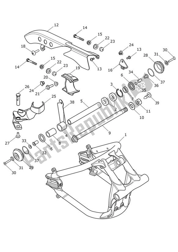 All parts for the Swingarm of the Triumph Speedmaster 1200 From AC 1201 2022 - 2024