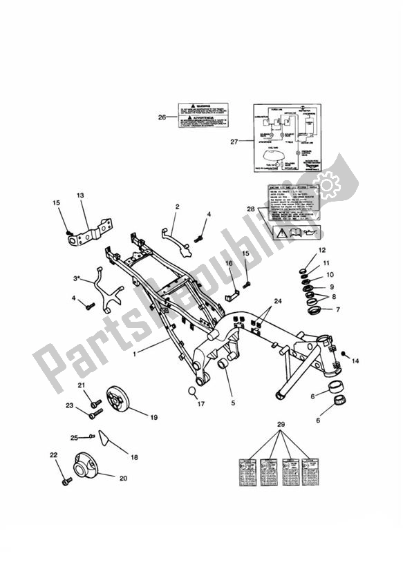 Toutes les pièces pour le Main Frame Assembly du Triumph Trophy UP TO VIN 29155 1215 2012 - 2017