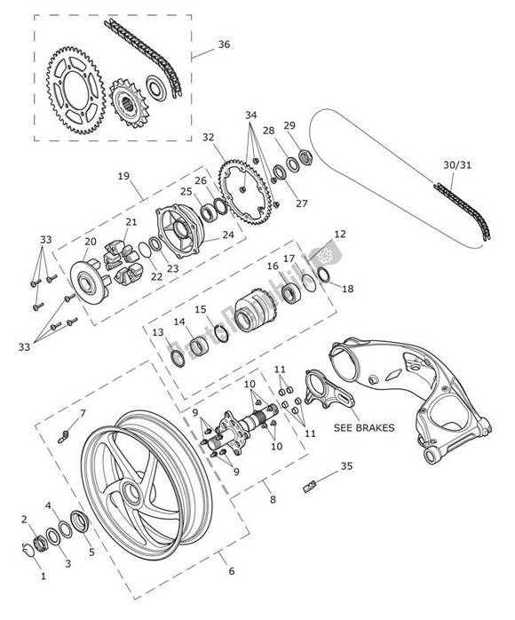 All parts for the Rear Wheel of the Triumph Speed Triple S From VIN 867685 1050 2018 - 2021