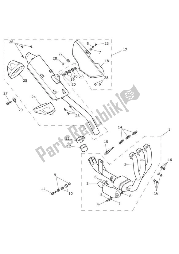 Tutte le parti per il Scarico del Triumph Tiger 800 XC 2010 - 2020