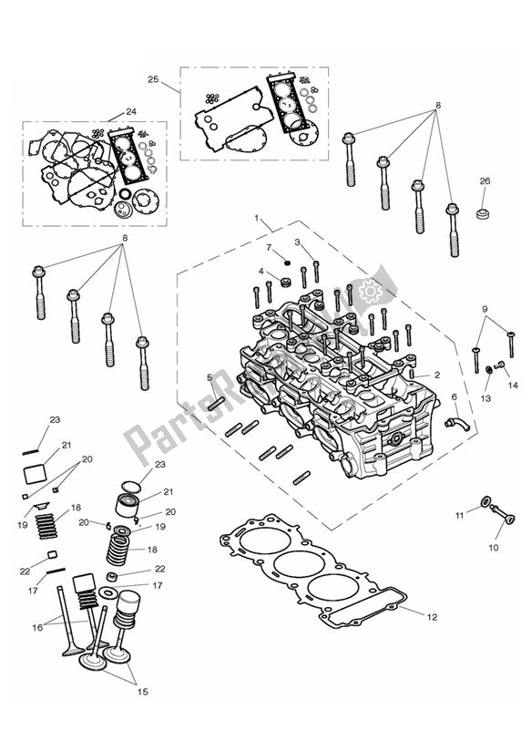 Todas as partes de Cylinder Head Valves do Triumph Rocket III Touring 2294 2008 - 2017