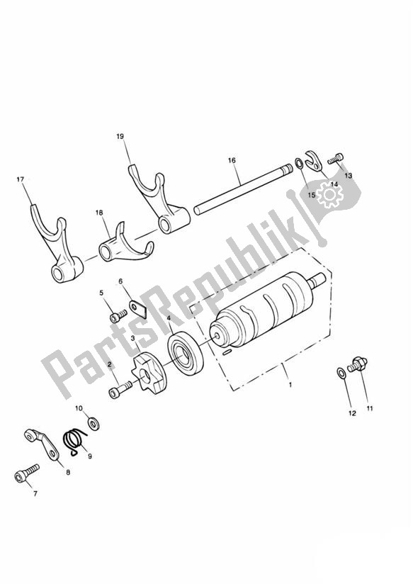 All parts for the Gear Selector Drum of the Triumph Daytona 955I From VIN 132513 1997 - 2006
