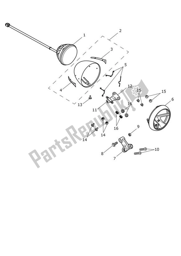 All parts for the Headlight of the Triumph Speedmaster 1200 From AC 1201 2022 - 2024