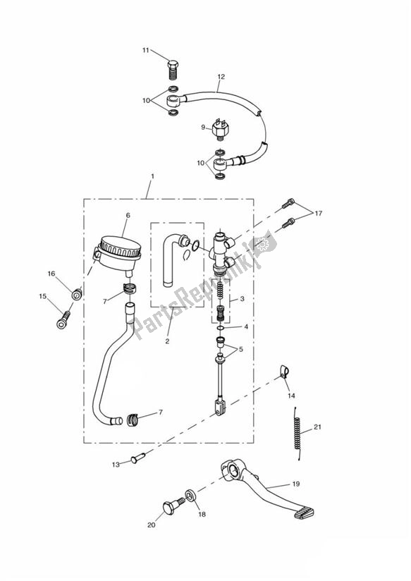 All parts for the Master Cylinder Assy Rear of the Triumph Tiger 955I Spoked 2001 - 2006