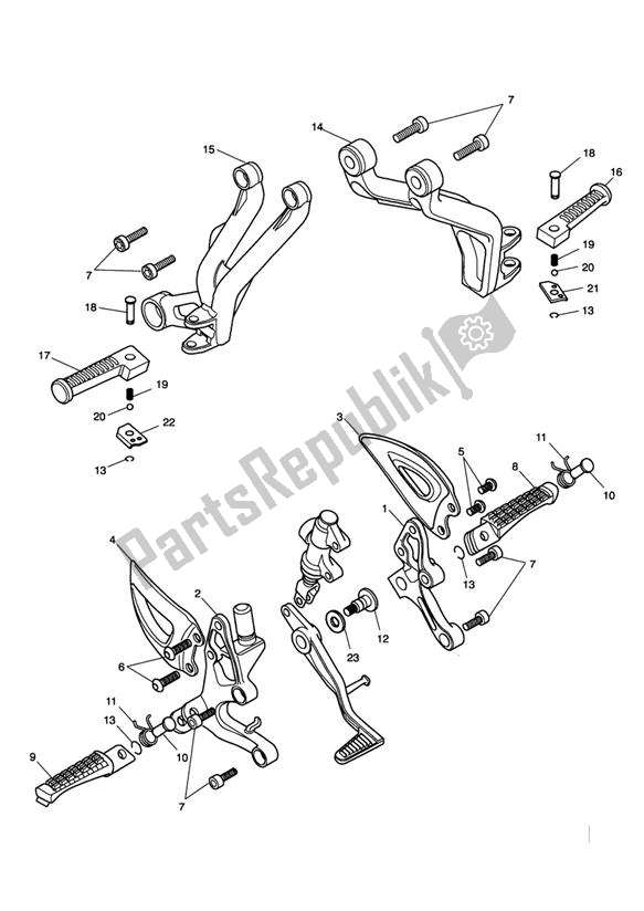 Alle onderdelen voor de Footrests From Vin186151 van de Triumph Daytona 955I From VIN 132513 1997 - 2006