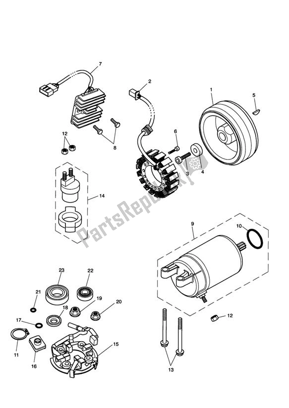 All parts for the Starter Generator of the Triumph Scrambler Carburator UP TO 2007 865 2006 - 2008