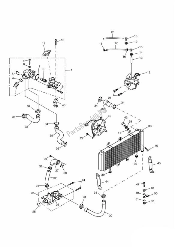 Tutte le parti per il Raffreddamento del Triumph Tiger 885I T 709 1999 - 2001