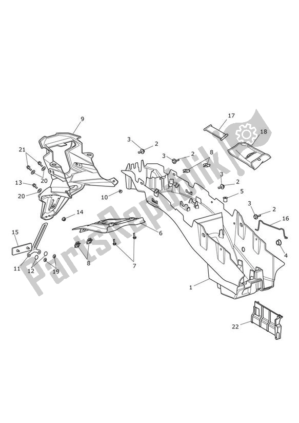 All parts for the Mudguard Rear of the Triumph Tiger 800 2010 - 2020
